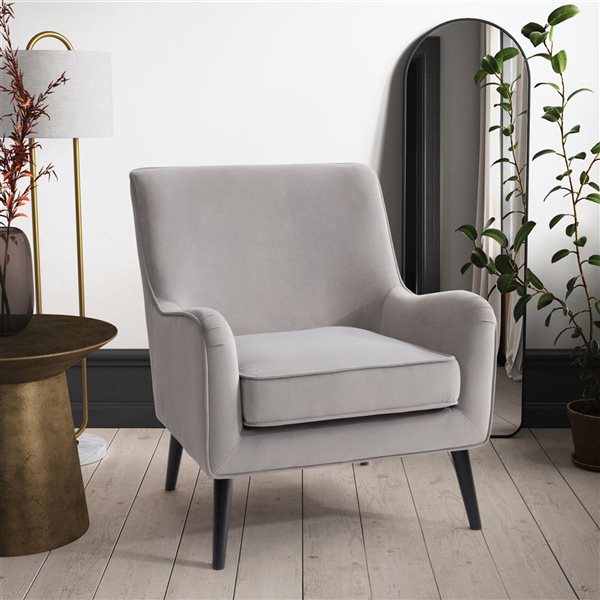 Fauteuil D Appoint Moderne En Polyester Elewood Par Corliving Gris Lss