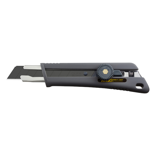 Couteau utilitaire robuste Olfa, 18 mm, caoutchouc et acier, noir