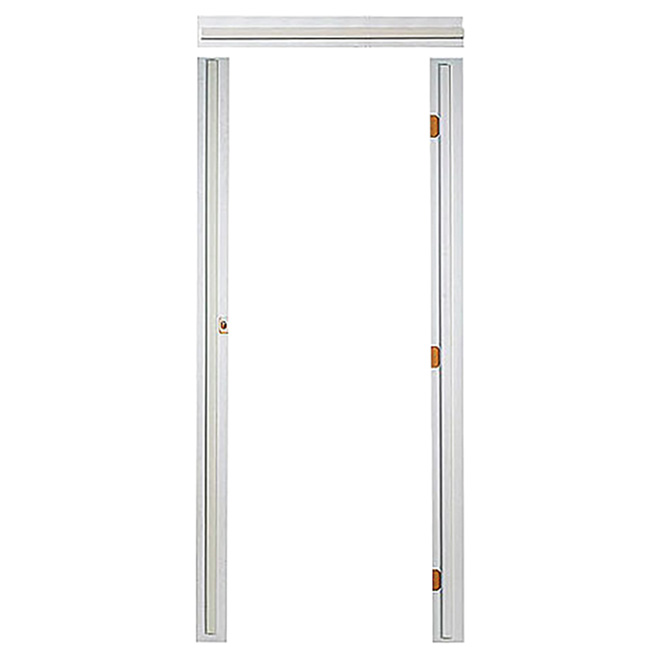 Cadre de porte simple préusiné Metrie, pin jointé, apprêté, blanc, 1/2 po é. X 4 9/16 po l. x 84 po L.