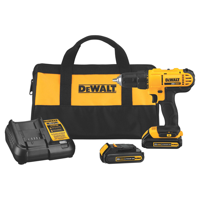 DeWalt 20-Volt Max 1.3Ah 1/2-in Cordless Drill Driver Kit with Batteries and Charger - 1800 RPM - Keyless