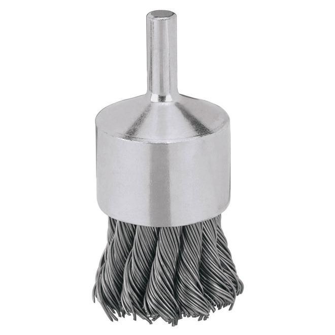 1" Silver Steel Knotted Wire End Brush