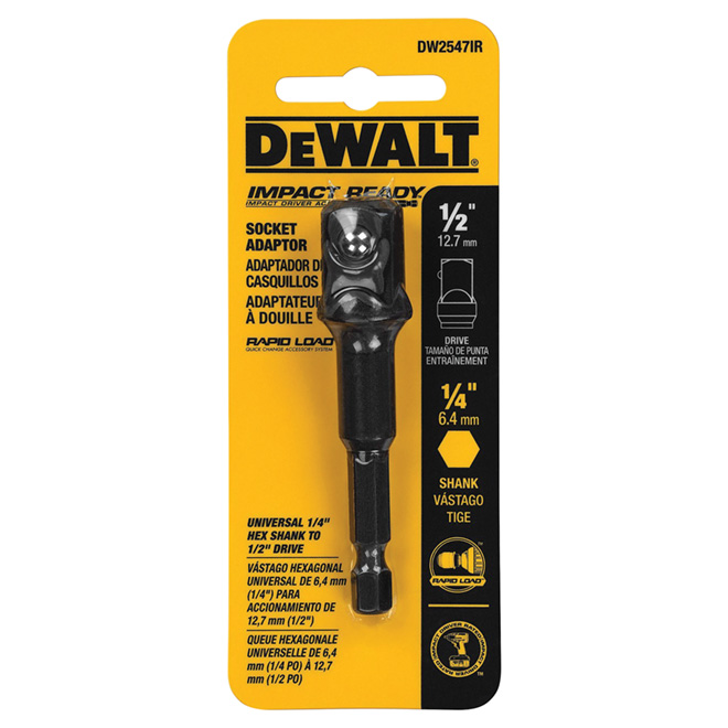 Dewalt Impact Ready Standard Socket Adapter 1 2 In Dia Hex Drive Black Oxide Dw2547ir Reno Depot