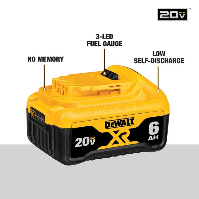 DEWALT DEWALT 20V MAX Li ion 6.0Ah Premium XR Battery DCB206