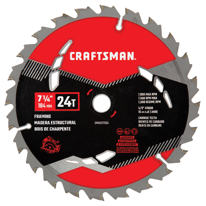 This Craftsman(R) circular saw blade is made of premium quality carbon stee...
