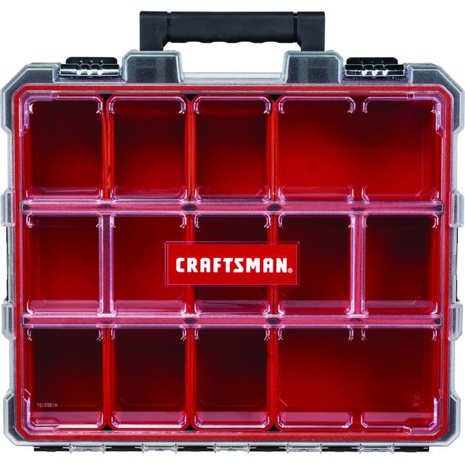 CRAFTSMAN Plastic XL Pro 12-compartment Organizer - Red and Black