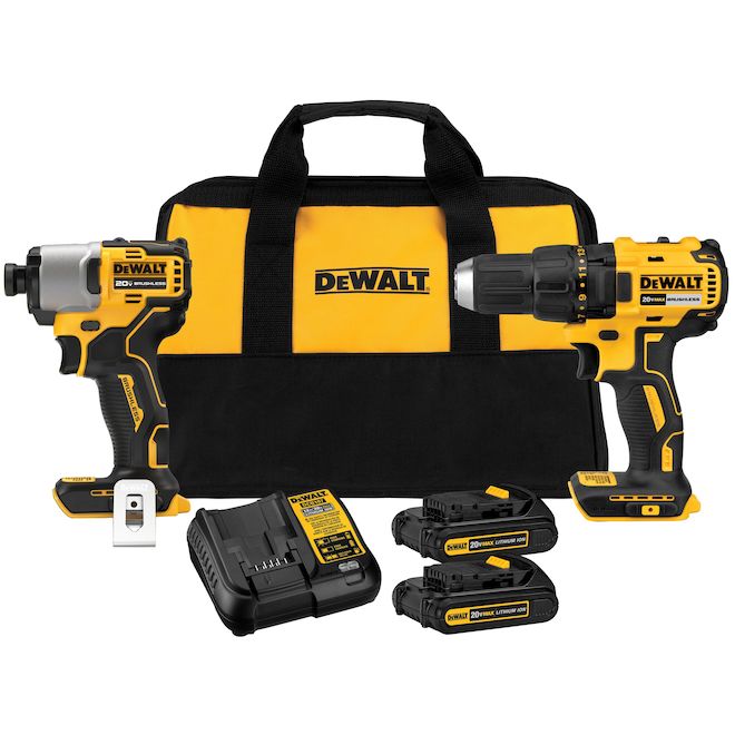 DeWalt 20 V Max Cordless Brushless Drill/Driver Tool Kit Includes Drill,  Impact Driver, Batteries and Charger DCK275C2 Réno-Dépôt