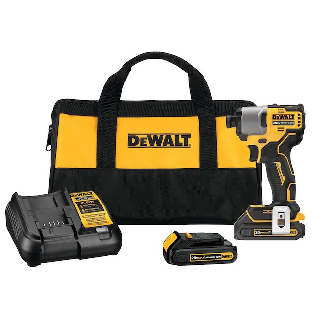 DeWalt 1/4-in Cordless Brushless Impact Driver Kit 20 V 1.5 Ah Battery,  Tool and Charger Included DCF840C2 Réno-Dépôt