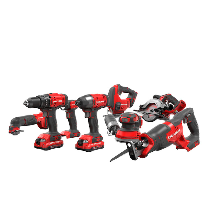 Craftsman 20V 8-Tool Combo Kit with Batteries and Charger CMCK801D2  Réno-Dépôt