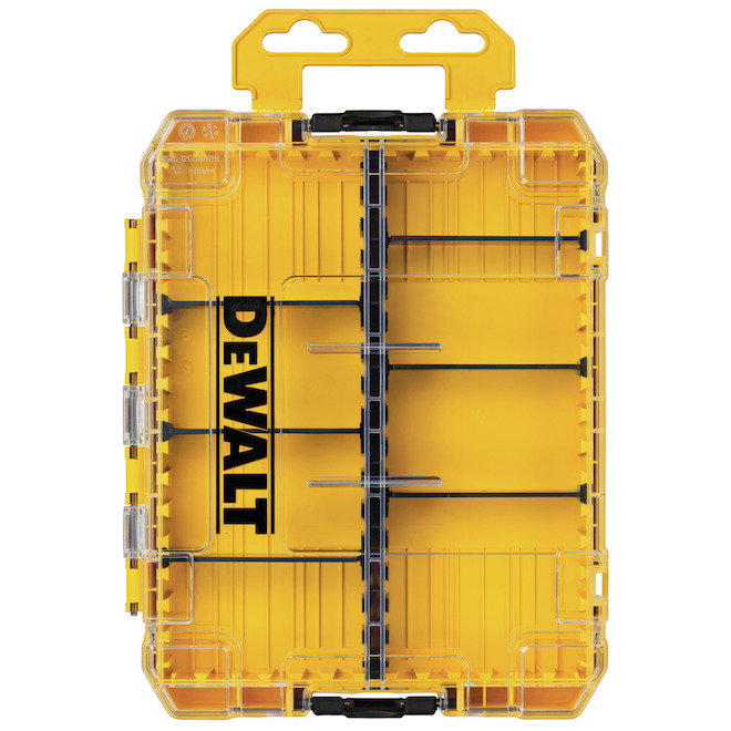 Étui de rangement pour petits outils, DEWALT Tough Case, 6 compartiments, plastique rigide, jaune