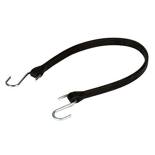 Stinson Tie-Down Strap - EPDM Rubber - Black - Steel Hooks - 21-in L