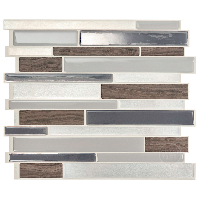 Smart Tiles Milano Argento Peel and Stick Backsplash - Brown/Grey/Silver/Taupe - 10-in x 11-in - 4-Pack
