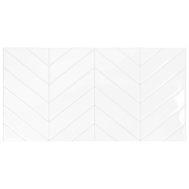 Carreaux autocollants Blok Chevron Smart Tiles 22,56 po x 11,58 po blanc et gris paquet de 2