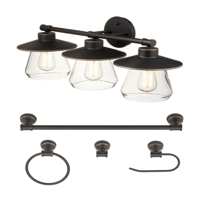 Globe Electric Cabernet 5-Piece All-in-One Oil Rubbed Bronze Bathroom Set - 3-Light
