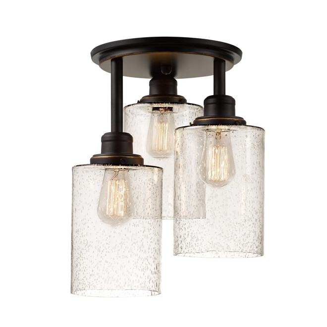 Globe Electric Annecy Semi-Flush Mount Ceiling Light - 3 Lights - 13-in - Glass/Metal - Oil Rubbed Bronze