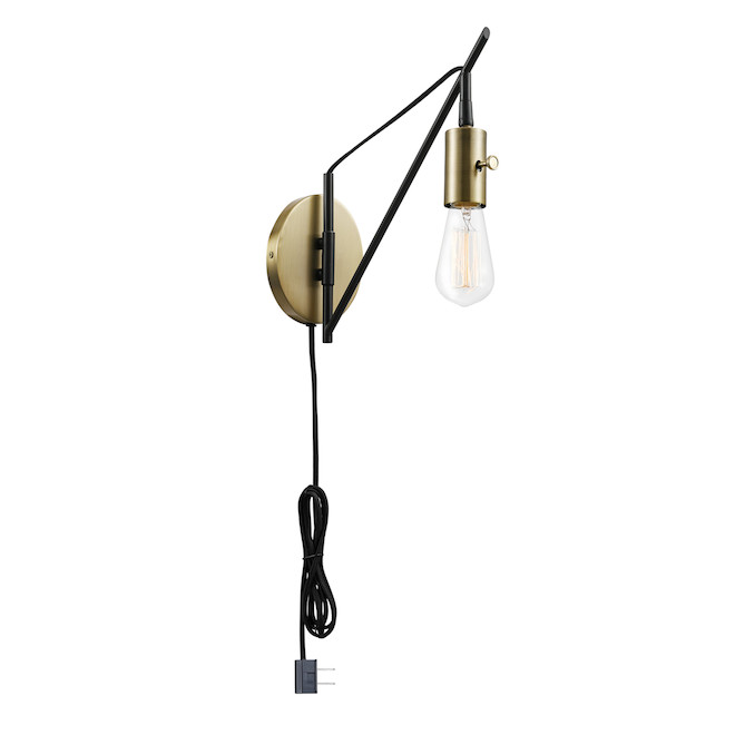 Globe Electric Exeter 2-in-1 Wall Sonce with Swing Arm - 12-in - Metal - Bronze and Brass