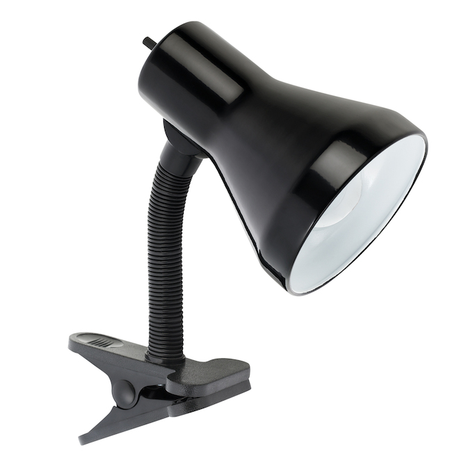 Globe Electric Gooseneck Clip Lamp - 10.25-in - Metal - Black