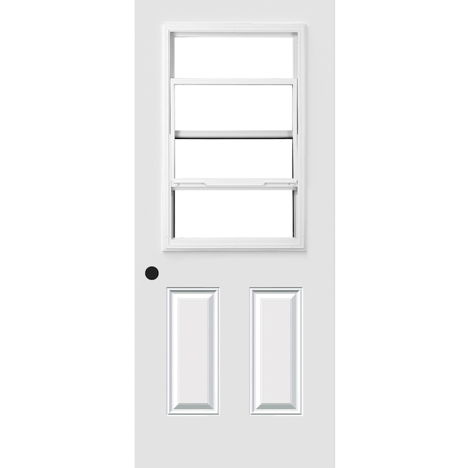 Les Portes A.R.D. Exterior Steel Door - Right-Handed Swing - White - Energy Star Certified - 32-in W x 80-in H