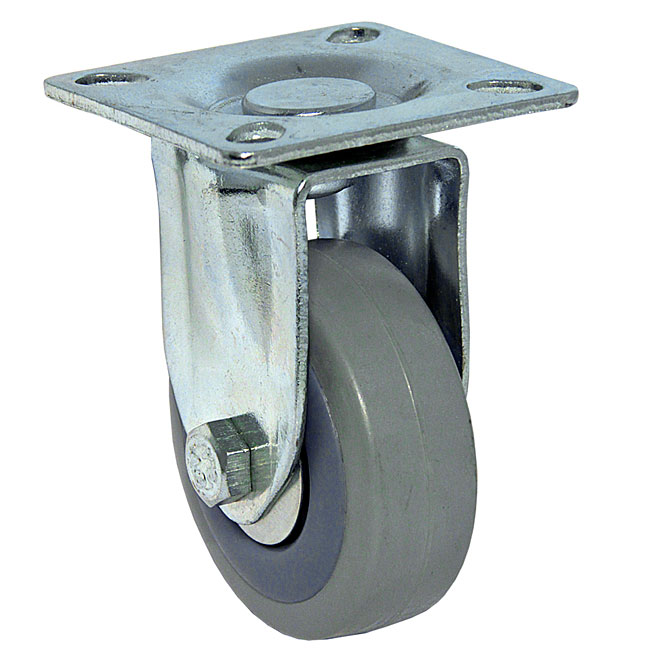 Grey Rubber Plate Rigid Caster - 88 lbs Capacity - 2"