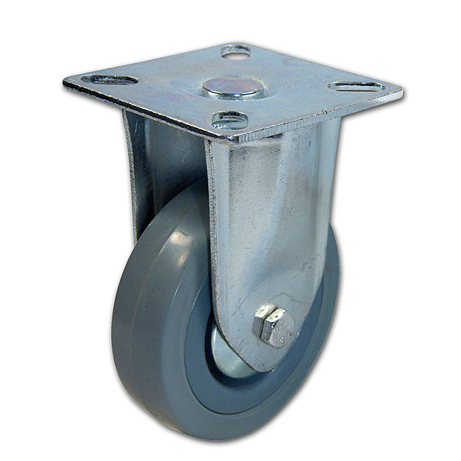 Grey Rubber Plate Rigid Caster - 132 lbs Capacity - 3"