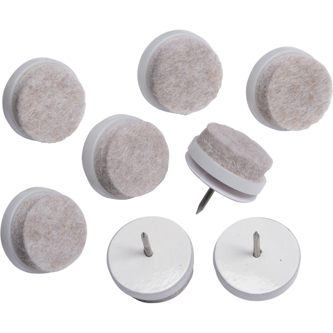 Nail-On Felt Pads - Round - 1" - 8/Pack