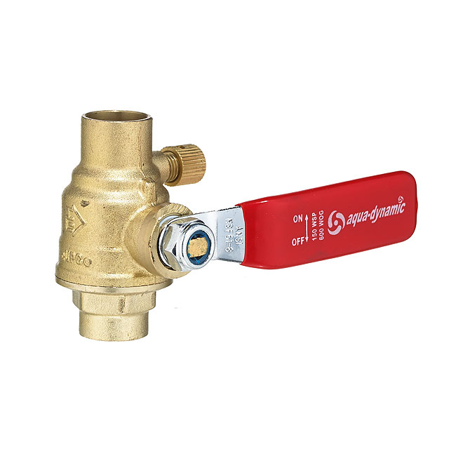 Ball Valve with Drain - Forged Brass - 1/2"