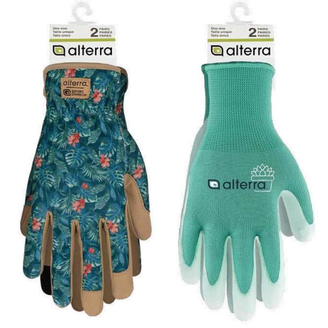 Ensemble de gants de jardinage assorti Alterra pour dames de taille unique, paquet de 2