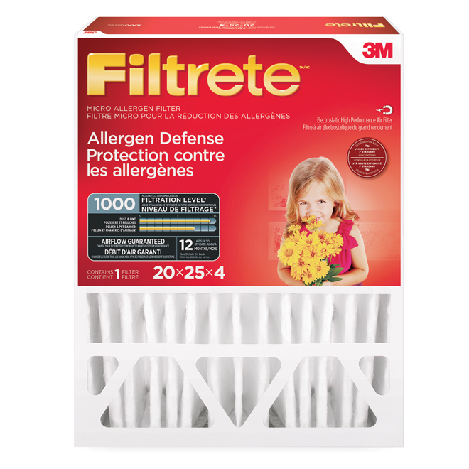 3M Filtrete Allergen Reduction Electrostatic Pleated Air Filter - 20-in x 25-in x 4-in - 1800 MPR