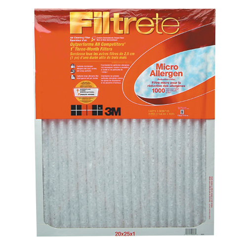 Filtre à fournaise 3M Filtrete pour la réduction des micro-allergènes, 20 po x 25 po x 1 po, 1000 MPR