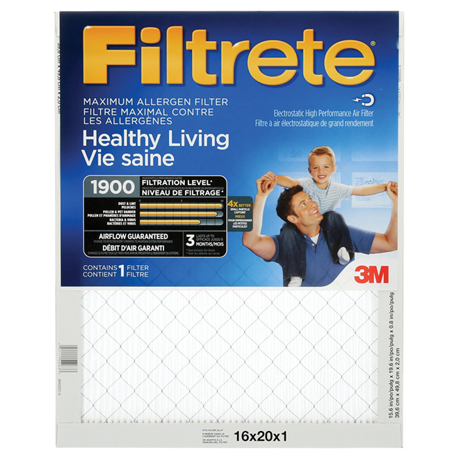Filtrete Maximum Allergen Reduction Electrostatic Pleated Air Filter - 1900 MPR - 16-in x 20-in x 1-in