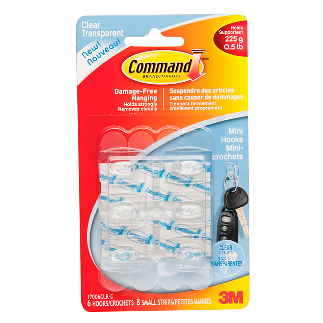COMMAND Clear Hooks with Small Adhesive Strips 17006-CLR-C