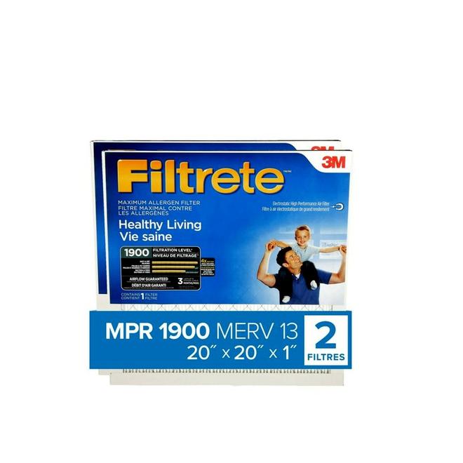 Filtres à air Vie saine Filtrete, MPR 1900, 20 po x 20 po x 1 po, électrostatique, 2/pqt