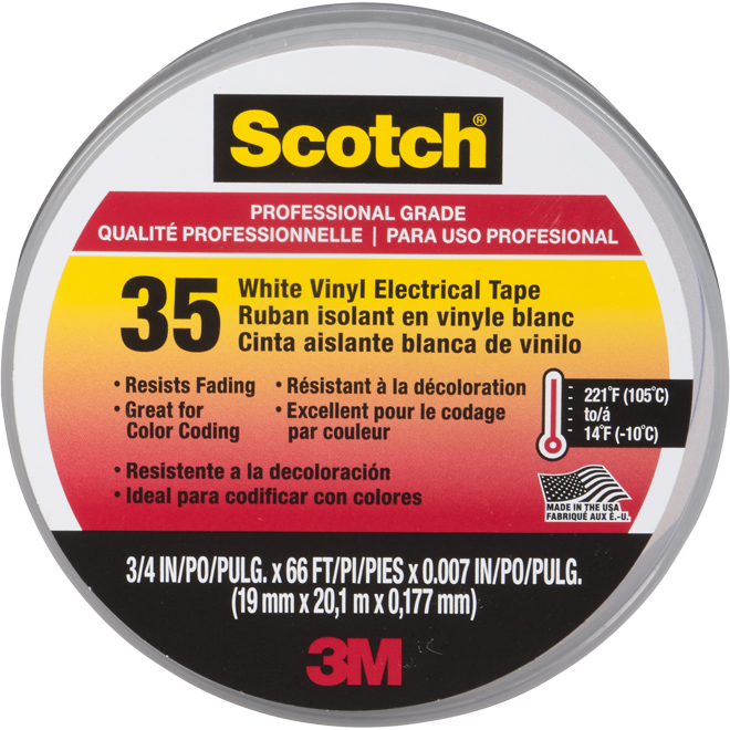 Scotch 35 Electrical Tape - 3/4'' x 66' - White