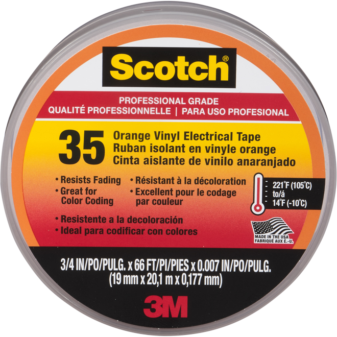 Scotch 35 Electrical Tape - 3/4'' x 66' - Orange