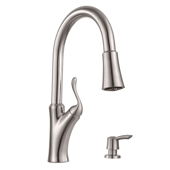 Pull-Out Faucet with Soap Dispenser - Stainless Steel