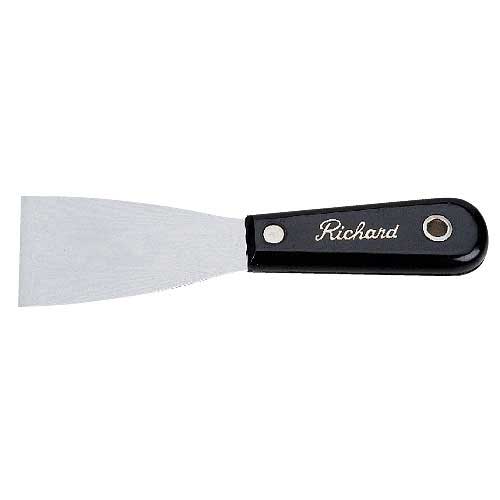 Couteau à mastic flexible Richard, noir, lame en acier dur de 2 po l., manche en polypropylène