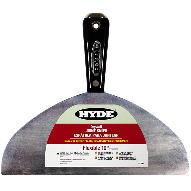 Couteau à joints flexible Black & Silver de Hyde, lame en acier dur, manche en nylon, 10 po l.