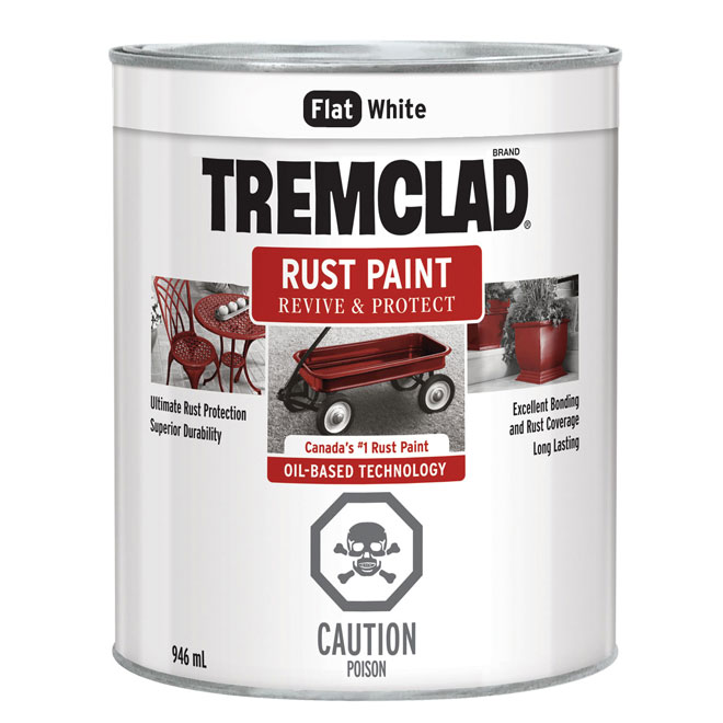 Tremclad Rust Paint 946 ml White Flat Finish 254929