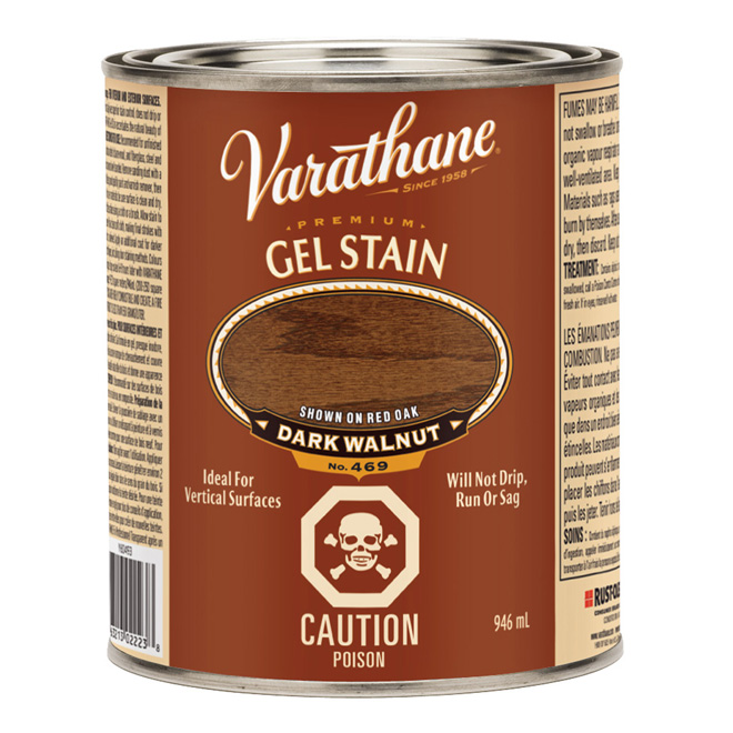 Teinture en gel pour l'intérieur Varathane Premium, à base d'huile, opaque, noyer foncé, 946 ml