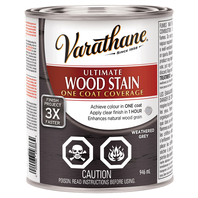 VARATHANE "Ultimate" OneCoat Wood Stain Weathered Grey 286776 Réno