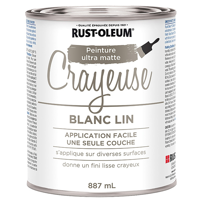 Peinture crayeuse Rust-Oleum, latex, 887 ml, ultra mate, blanc lin