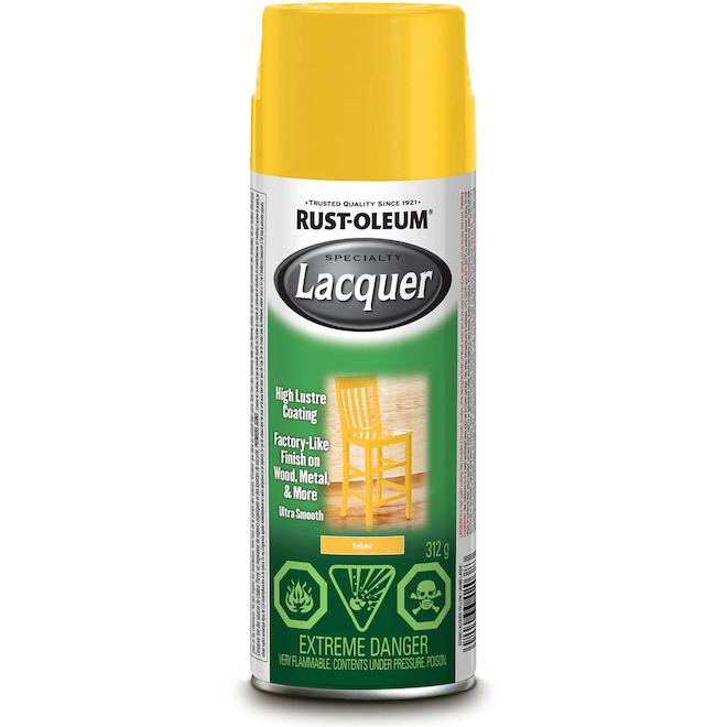 RustOleum HighGloss Yellow Lacquer Spray Paint (312 G) 335845 Réno