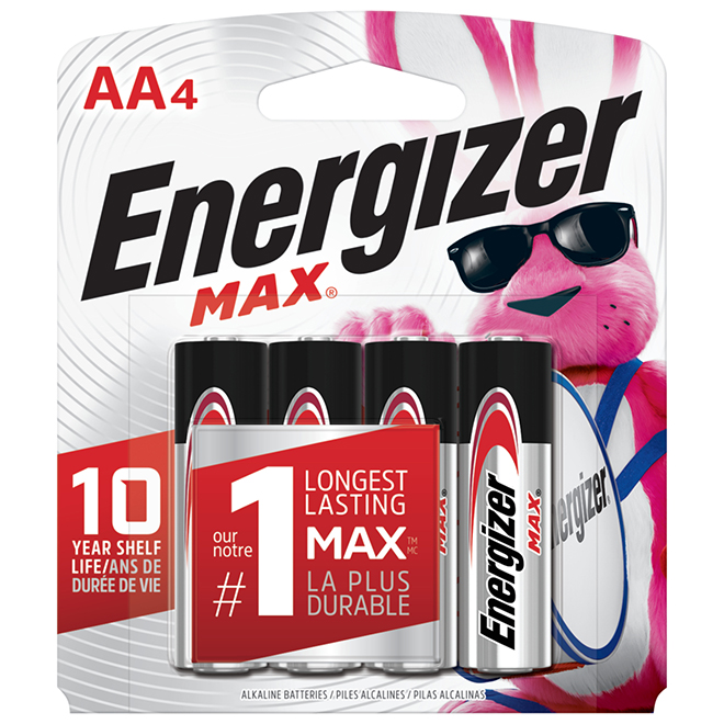 Piles alcalines AA Energizer Max, paquet de 4