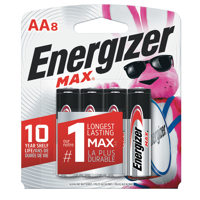Energizer Alkaline Batteries, AA, 8PK