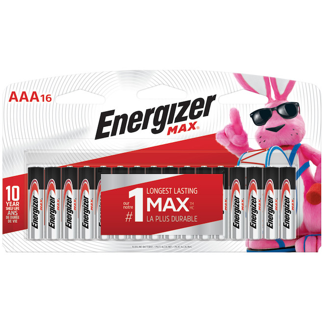 Piles alcalines AAA Energizer MAX 16/pqt