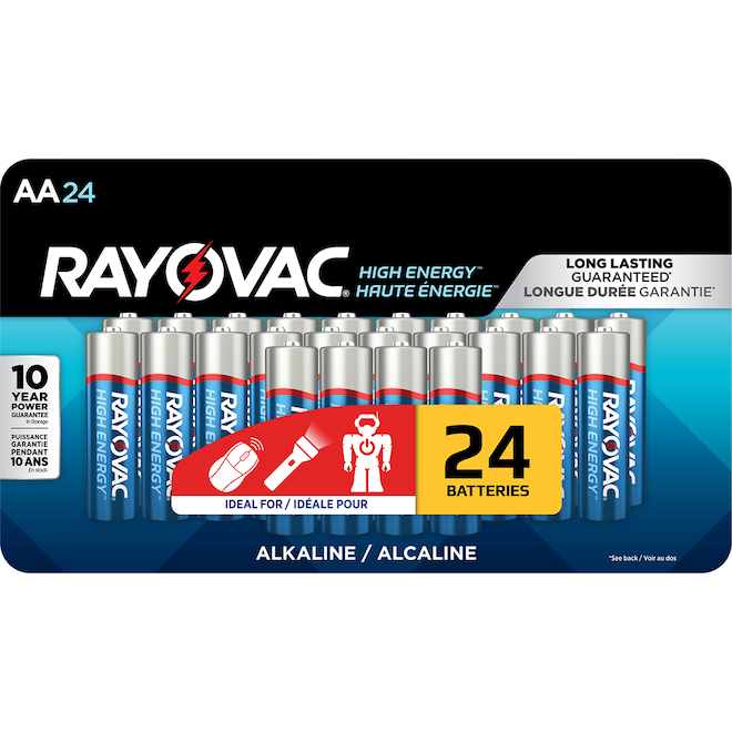 Piles alcalines RAYOVAC AA, paquet de 24