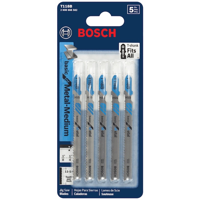 Bosch T-Shank Jigsaw Blades - 3 5/8-in - 11-14 Progressive TPI - High-Speed Steel - 5 per Pack