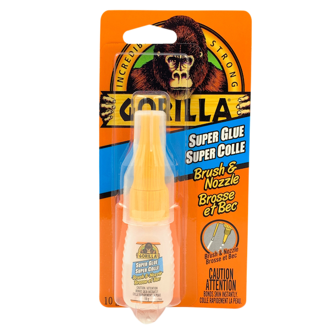 Super colle Gorilla avec brosse et bec, permanente, 10 g, transparente, imperméable