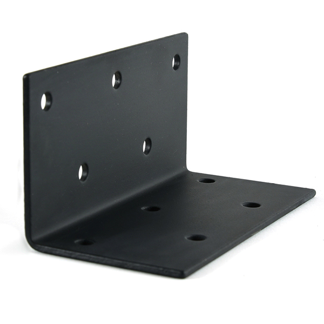 Mabo Metal Heavy-Duty Bent Plate Angle - Black Painted Steel - 7/16-in Holes - 8-in W x 4-in H x 4-in L