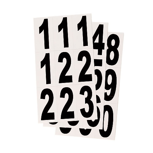 Chiffres autoadhésifs de marque Klassen, réfléchissants, 3 po, noir et blanc, vinyle, 27/pqt