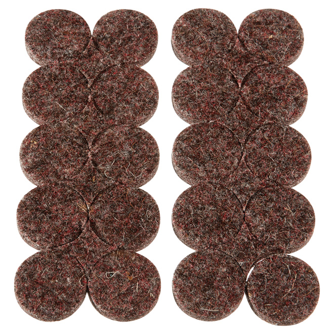 Flexi-Felt Wool Pads - Self-Adhesive - Beige - 20 Per Pack - 3/4-in W
